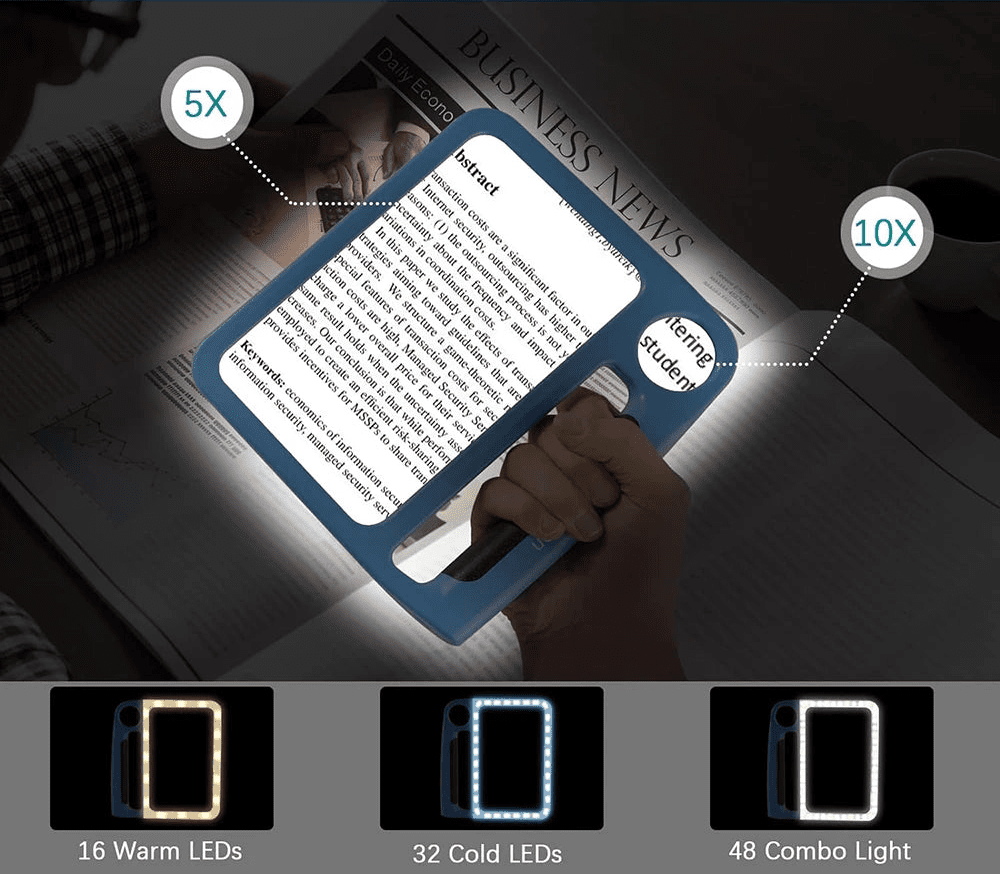 SEHKOMFORT – Rechargeable Handheld Magnifier with 5x and 10x Magnification