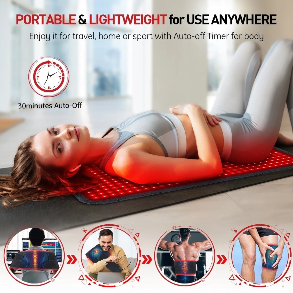 RELAXTHERM – Red Light Therapy Heating Pad for Deep Muscle Relaxation