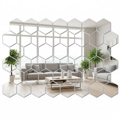 LUMIHEX – Hexagonal Mirror Wall Stickers for Bright Modern Interior Design