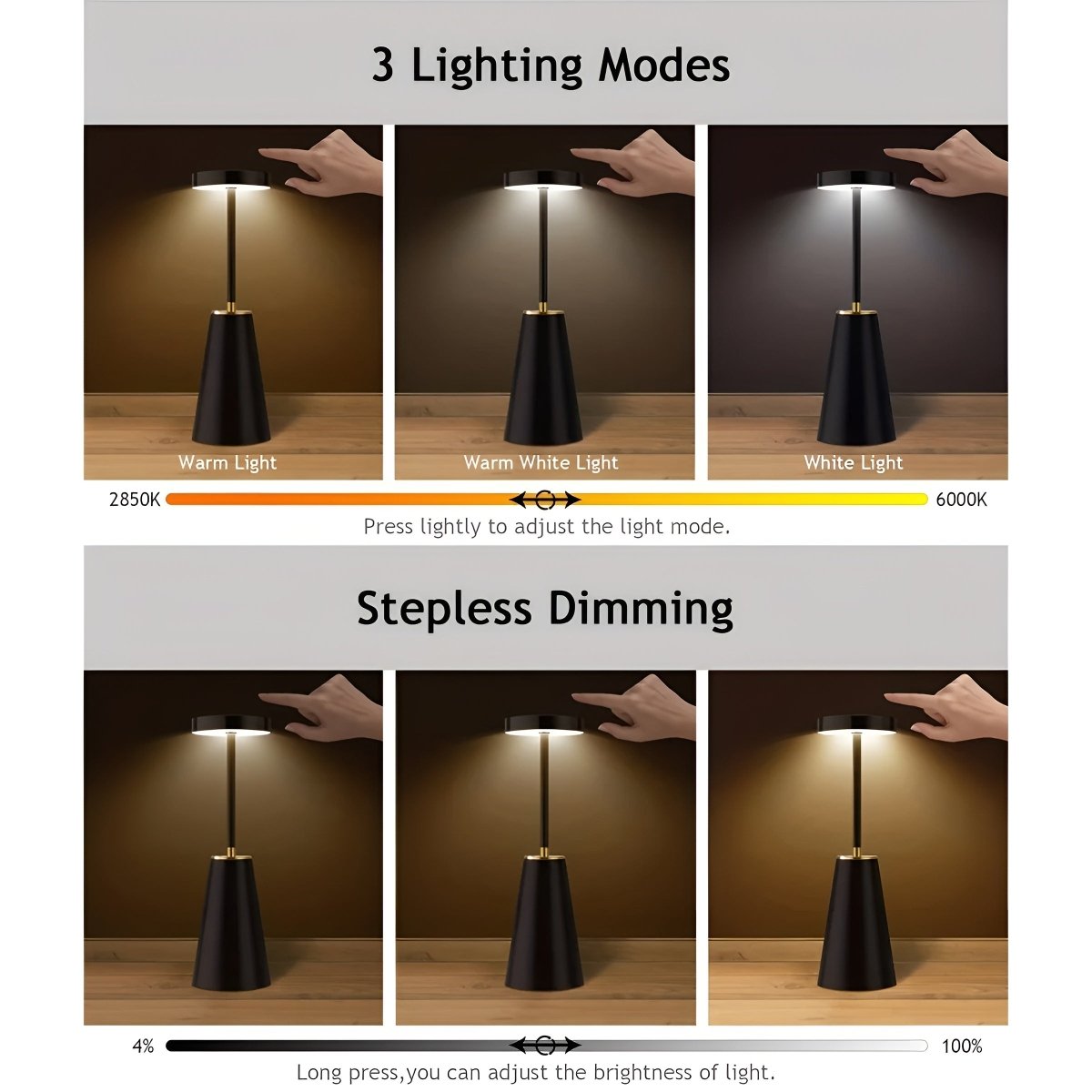 NIGHTBEAM – Minimalist wireless table lamp with warm & cool light modes