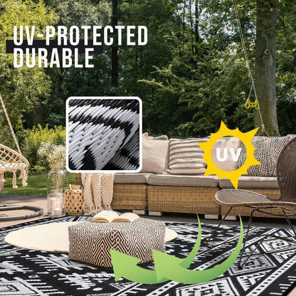 OUTWEAVE – Durable Waterproof Reversible Outdoor Artificial Straw Mat for Terrace & Picnic