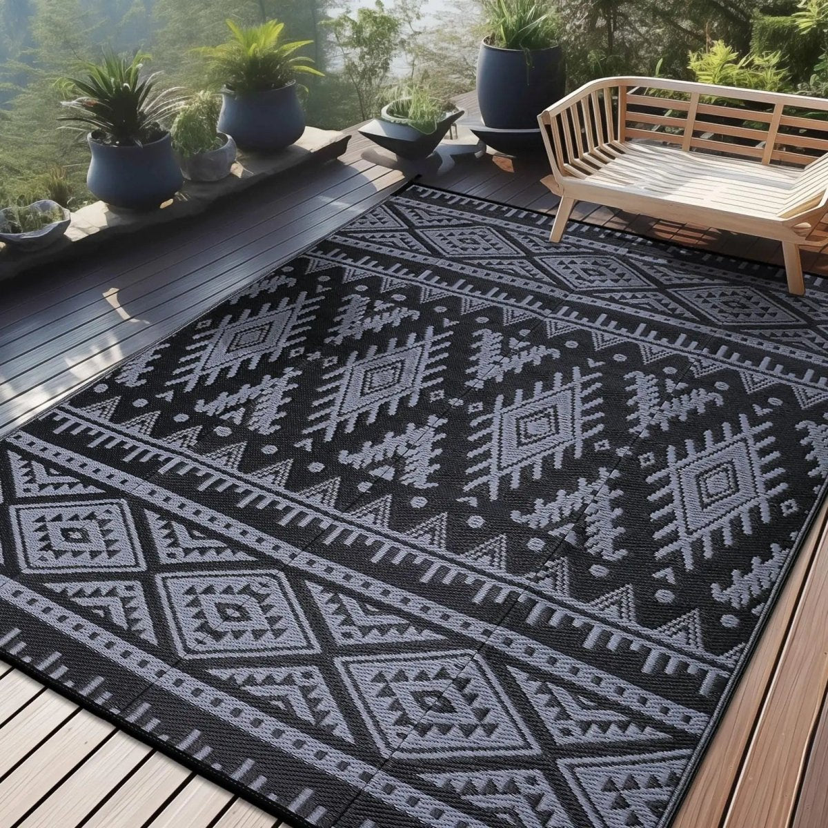 OUTWEAVE – Durable Waterproof Reversible Outdoor Artificial Straw Mat for Terrace & Picnic