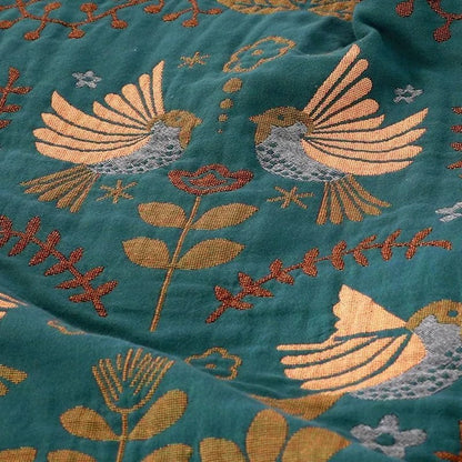 BIRCHFOLD – Reversible cotton blanket in Scandinavian style with bird motif