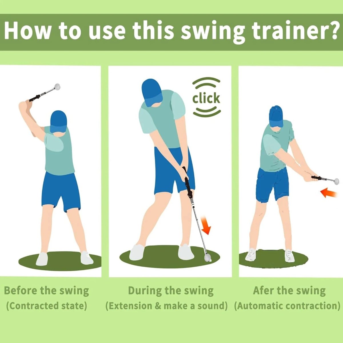 SWINGTICK – Retractable Golf Swing Trainer with Click Feedback