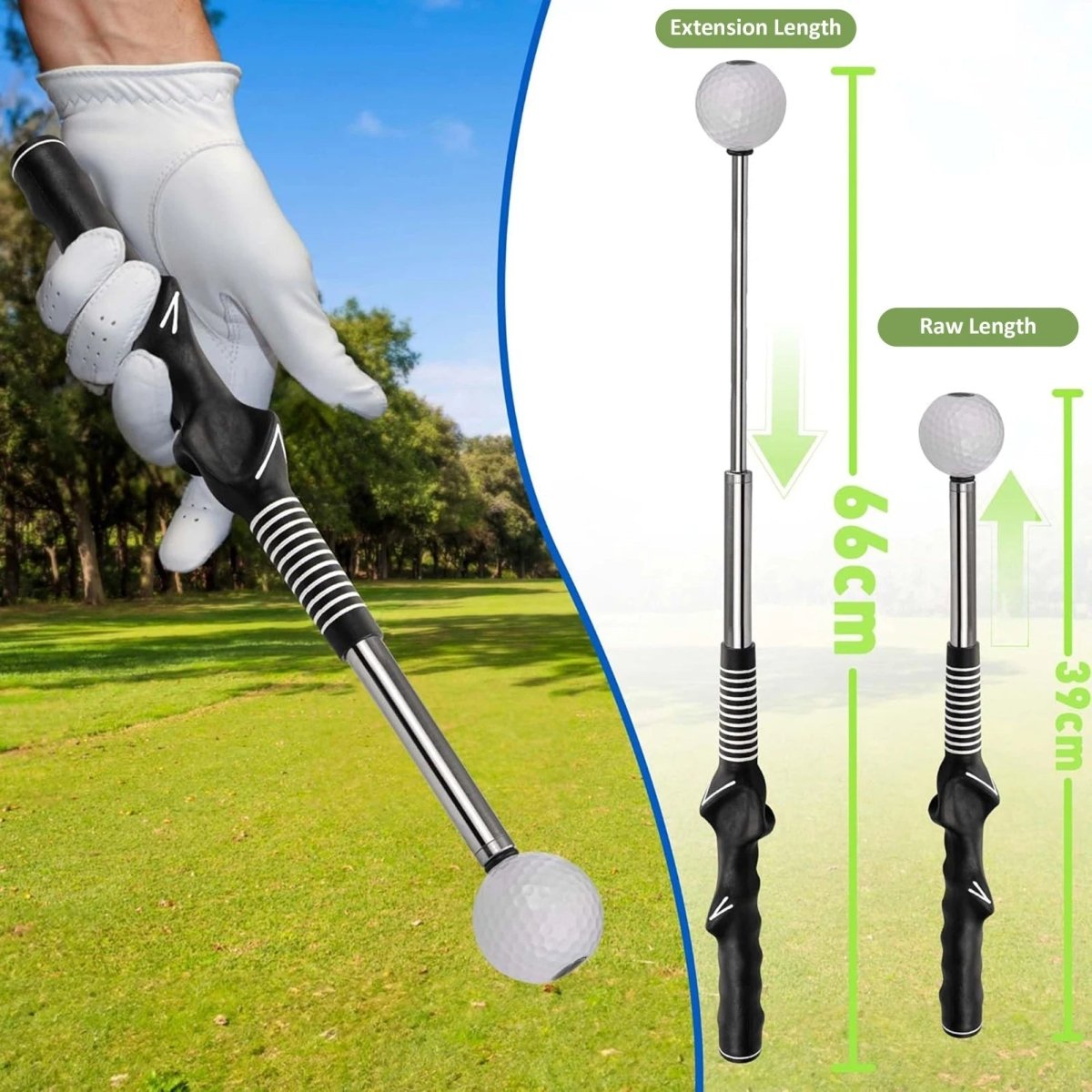 SWINGTICK – Retractable Golf Swing Trainer with Click Feedback