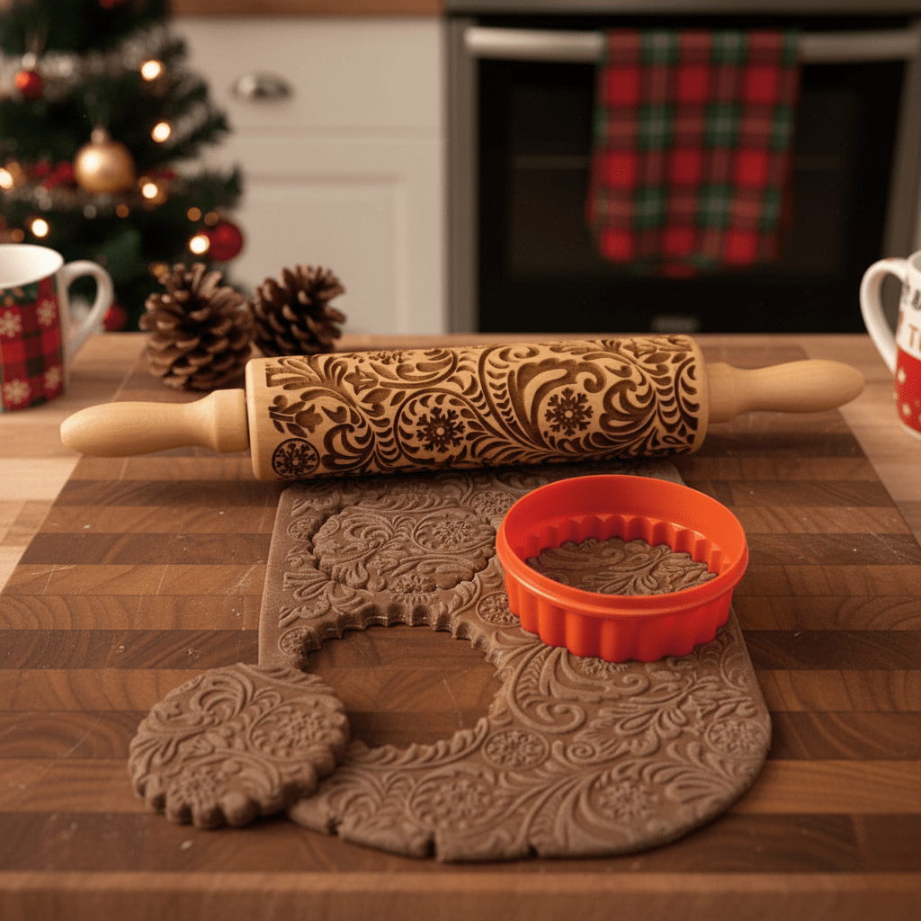 PATTERNPIN – Handmade rolling pin with decorative Christmas embossing