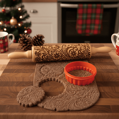 PATTERNPIN – Handmade rolling pin with decorative Christmas embossing