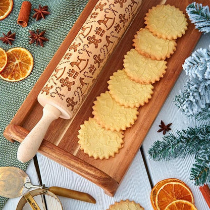 PATTERNPIN – Handmade rolling pin with decorative Christmas embossing