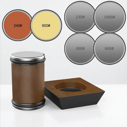 DIASHARP – Rolling Knife Sharpener Set with Diamond Grinder and Wooden Platform
