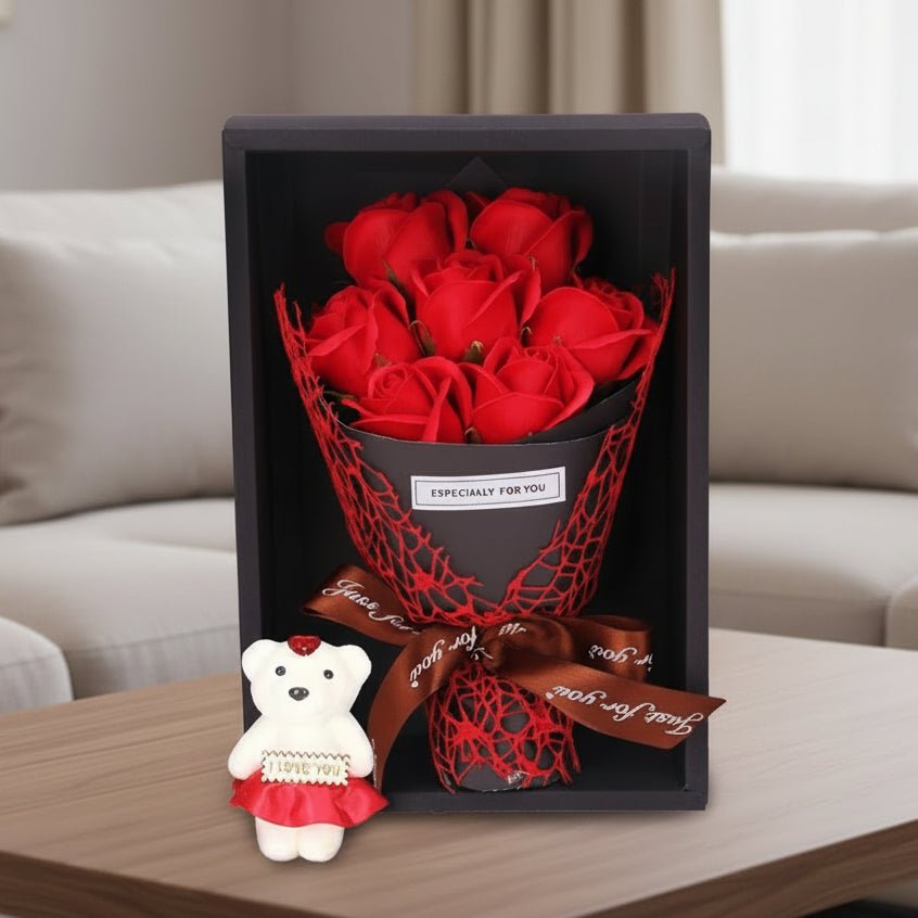 BLOOMSTYLE – Artificial Rose Bouquet with 7 Heads for Modern Home Decoration