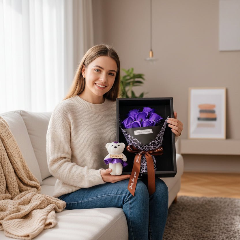 BLOOMSTYLE – Artificial Rose Bouquet with 7 Heads for Modern Home Decoration
