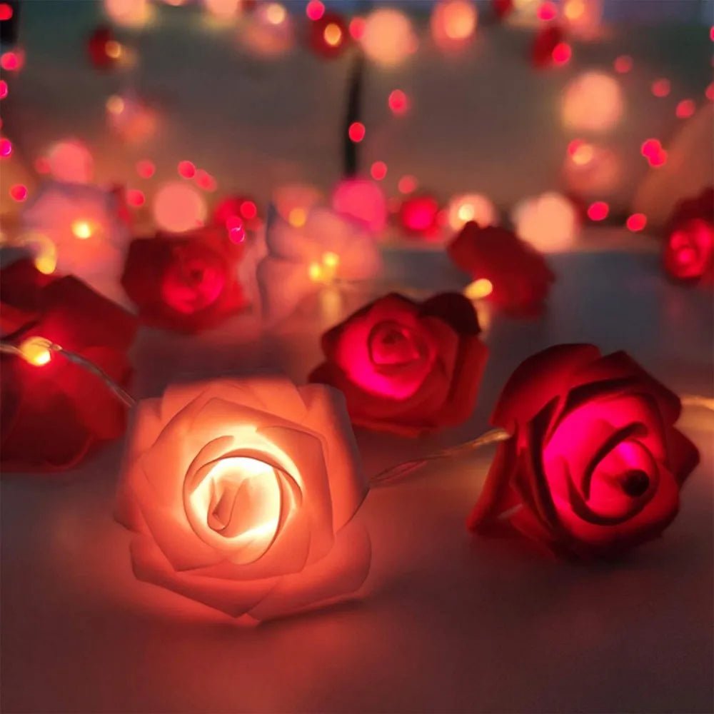 DREAMROSE – Artificial Rose String Lights Battery Operated for Valentine's Day and Gentle Romantic Lighting
