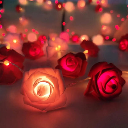 DREAMROSE – Artificial Rose String Lights Battery Operated for Valentine's Day and Gentle Romantic Lighting
