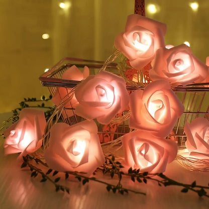 DREAMROSE – Artificial Rose String Lights Battery Operated for Valentine's Day and Gentle Romantic Lighting
