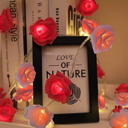 DREAMROSE – Artificial Rose String Lights Battery Operated for Valentine's Day and Gentle Romantic Lighting