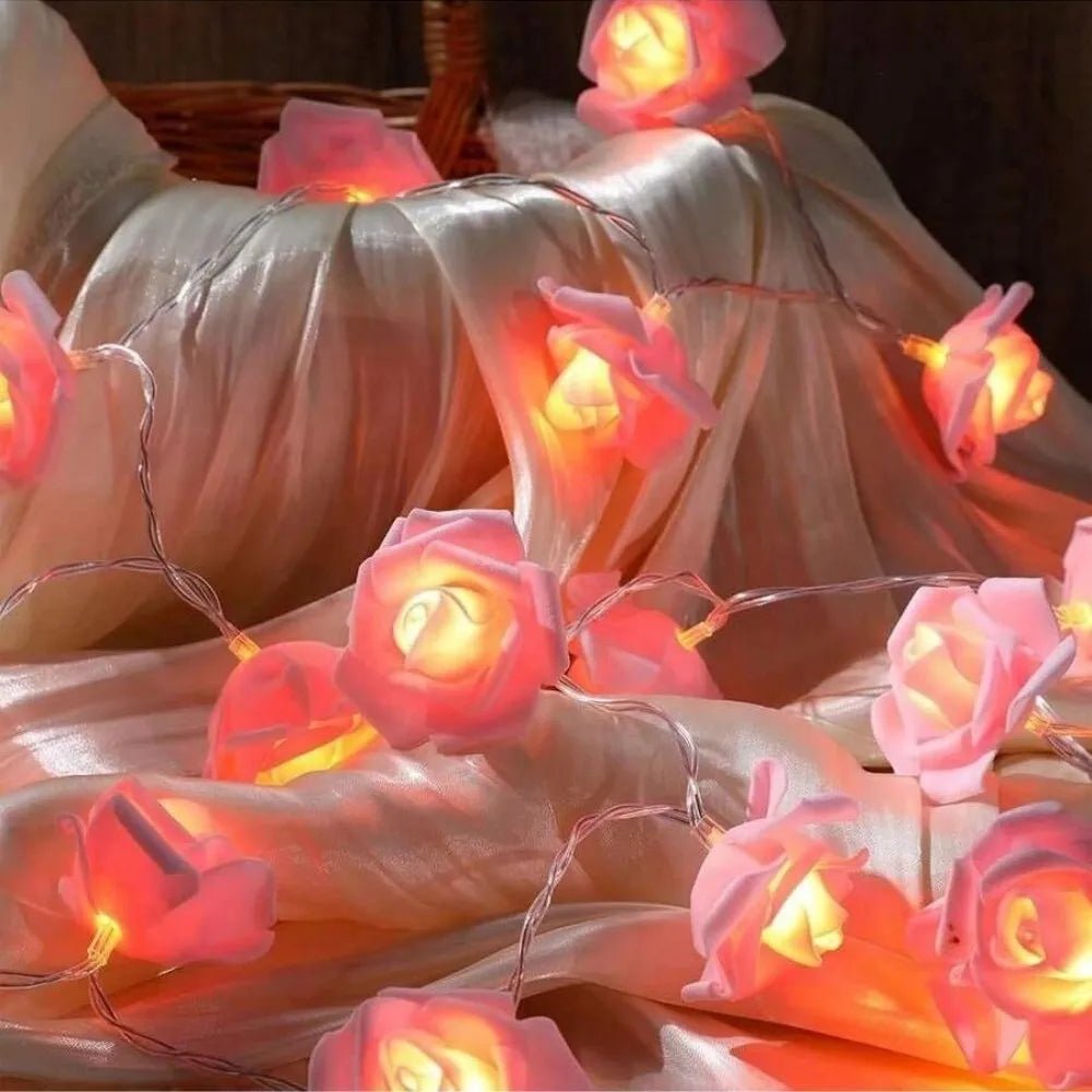 DREAMROSE – Artificial Rose String Lights Battery Operated for Valentine's Day and Gentle Romantic Lighting