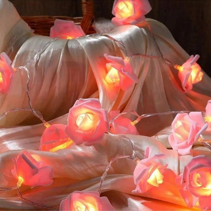 DREAMROSE – Artificial Rose String Lights Battery Operated for Valentine's Day and Gentle Romantic Lighting
