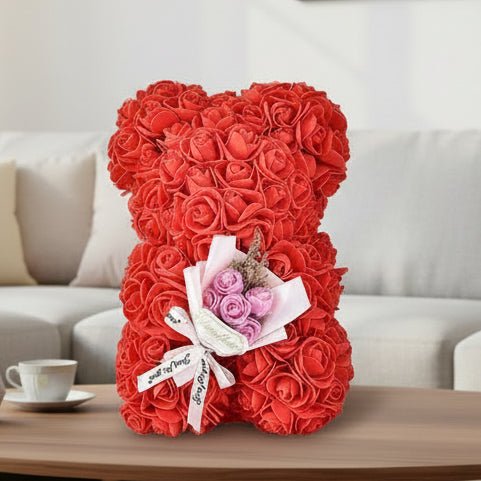 HEARTTED – Artificial Foam Rose Bear for Valentine's Day and Home Style Decoration