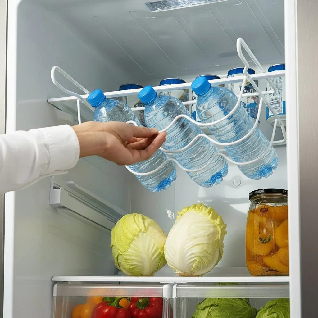 ROLLRACK – Space-saving rolling bottle holder for refrigerator shelves