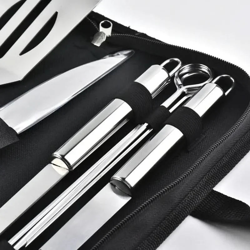 GrillMaster stainless steel utensil set - premium barbecue tools for outdoor use
