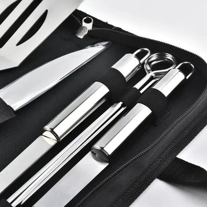 GrillMaster stainless steel utensil set - premium barbecue tools for outdoor use
