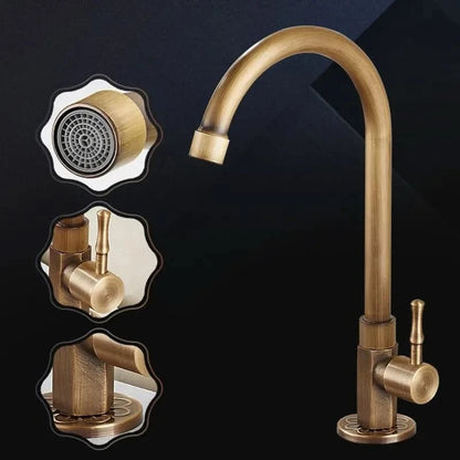 GoldenSwan Faucet – Antique Swan Neck Brass Kitchen Tap