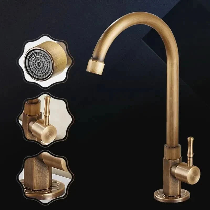 GoldenSwan Faucet – Antique Swan Neck Brass Kitchen Tap