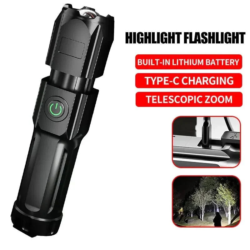 LUMATRON – Powerful LED Flashlight with 100000 Lumens, USB Charging & Waterproof Zoom Design