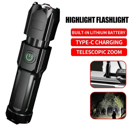 LUMATRON – Powerful LED Flashlight with 100000 Lumens, USB Charging & Waterproof Zoom Design