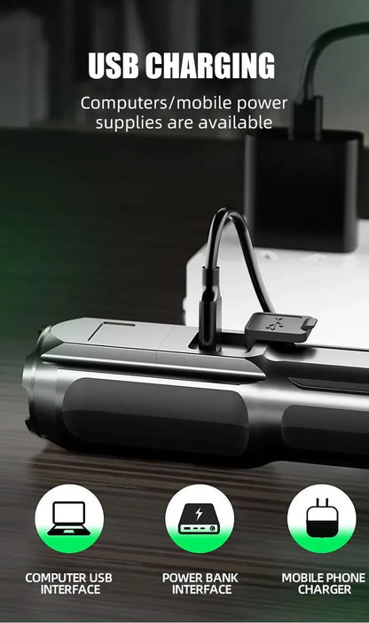 LUMATRON – Powerful LED Flashlight with 100000 Lumens, USB Charging & Waterproof Zoom Design