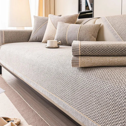 NATURWEFT – Non-slip cotton-linen sofa cover for all seasons