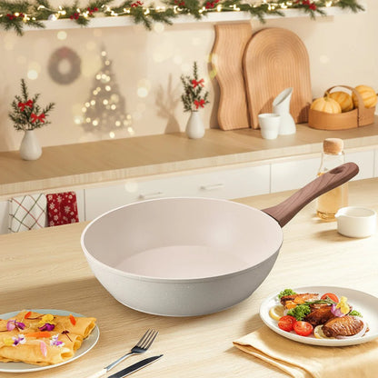 STONIQON – Deep Non-stick Pan with Medical Stone Coating Made of Stainless Steel for Gas and Induction Stoves