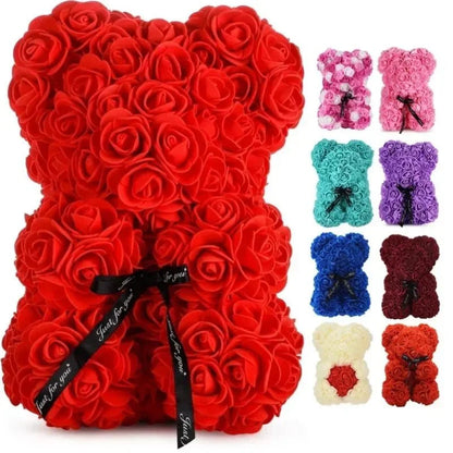 ROSEBLOOM BEAR – Handmade rose teddy made from eternal blossoms
