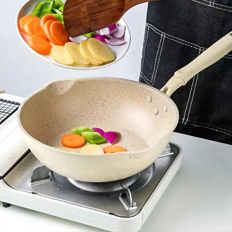 MAIFANTRIQ – Deep Non-stick Wok with Maifan Stone Coating made of Aluminum Alloy for All Stove Types