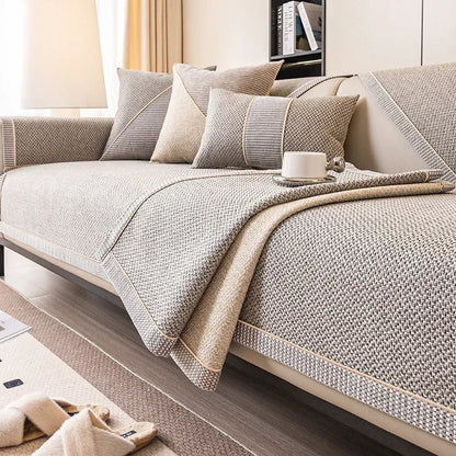 NATURWEFT – Non-slip cotton-linen sofa cover for all seasons