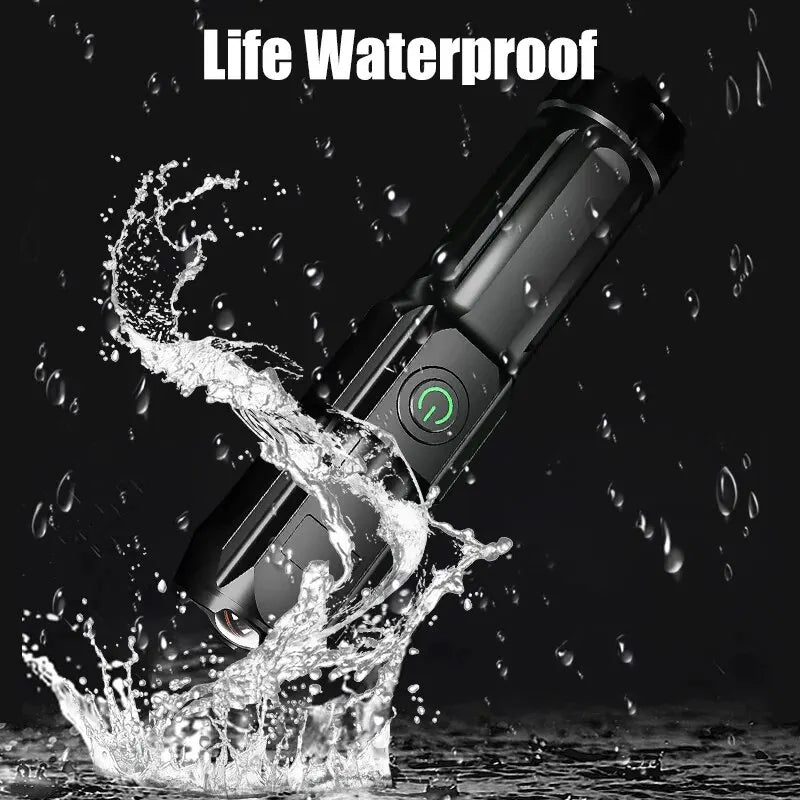 LUMATRON – Powerful LED Flashlight with 100000 Lumens, USB Charging & Waterproof Zoom Design