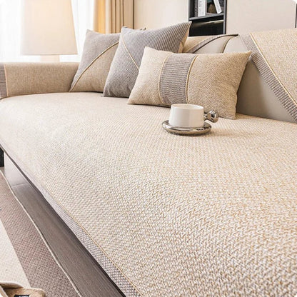 NATURWEFT – Non-slip cotton-linen sofa cover for all seasons