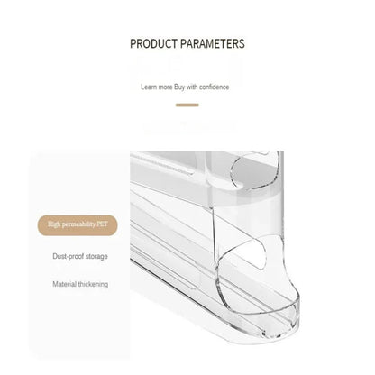 FLOWSTACK – Automatic rolling 2-layer egg organizer for refrigerators