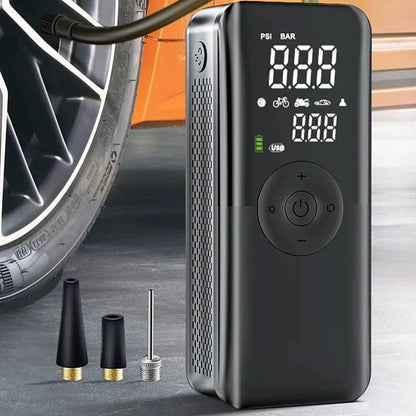 Portable Tire Inflator - Portable rechargeable air pump with 150 PSI for car & bike