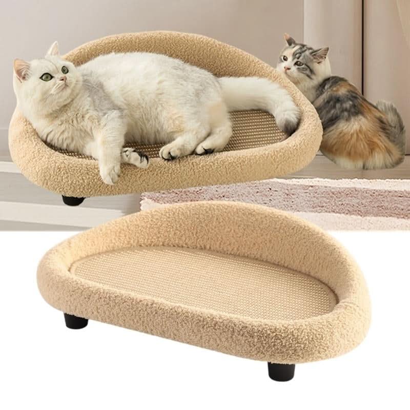 VelvetPaws Den – Stylish retreat with scratching surface & cozy cushion