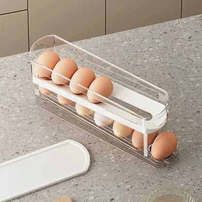 FLOWSTACK – Automatic rolling 2-layer egg organizer for refrigerators