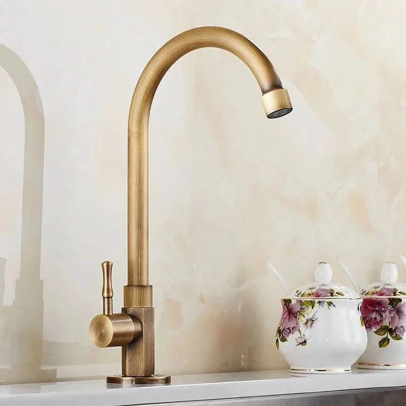 GoldenSwan Faucet – Antique Swan Neck Brass Kitchen Tap