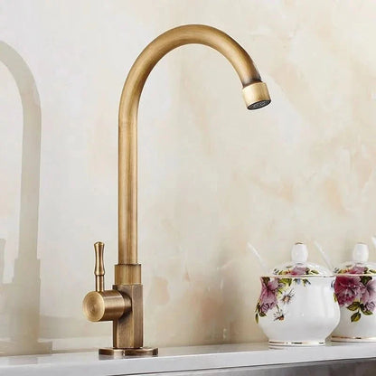 GoldenSwan Faucet – Antique Swan Neck Brass Kitchen Tap