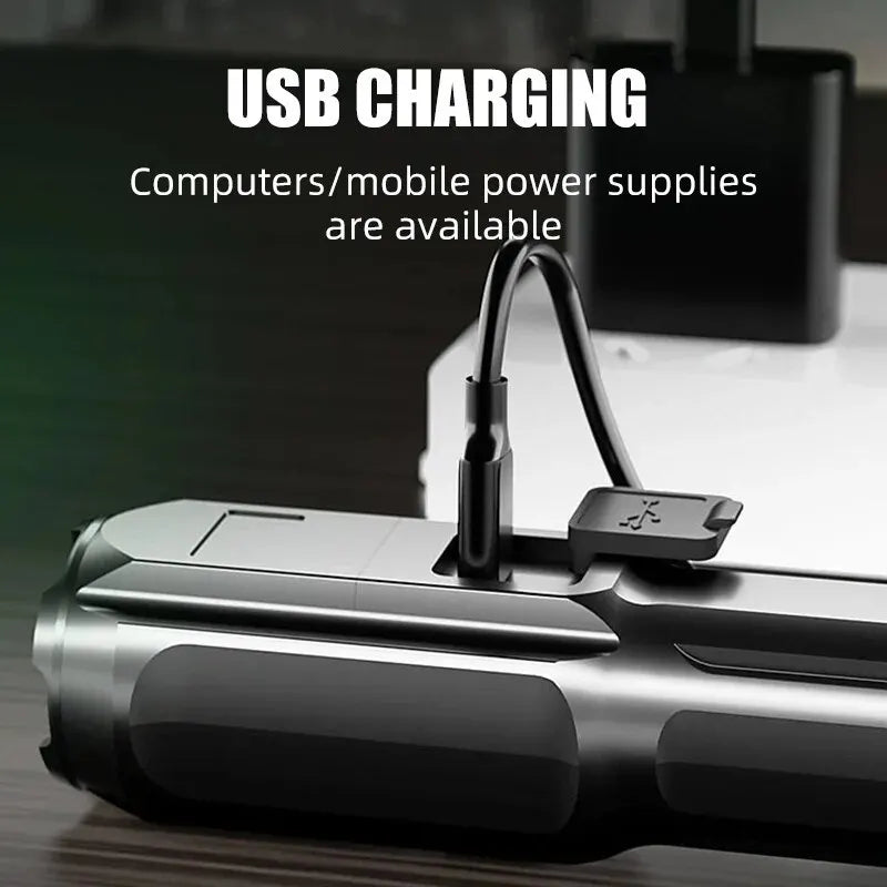 LUMATRON – Powerful LED Flashlight with 100000 Lumens, USB Charging & Waterproof Zoom Design