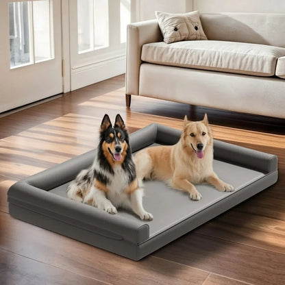 CALMDEN – Orthopedic dog sofa made of microfiber leather with waterproof bolster design