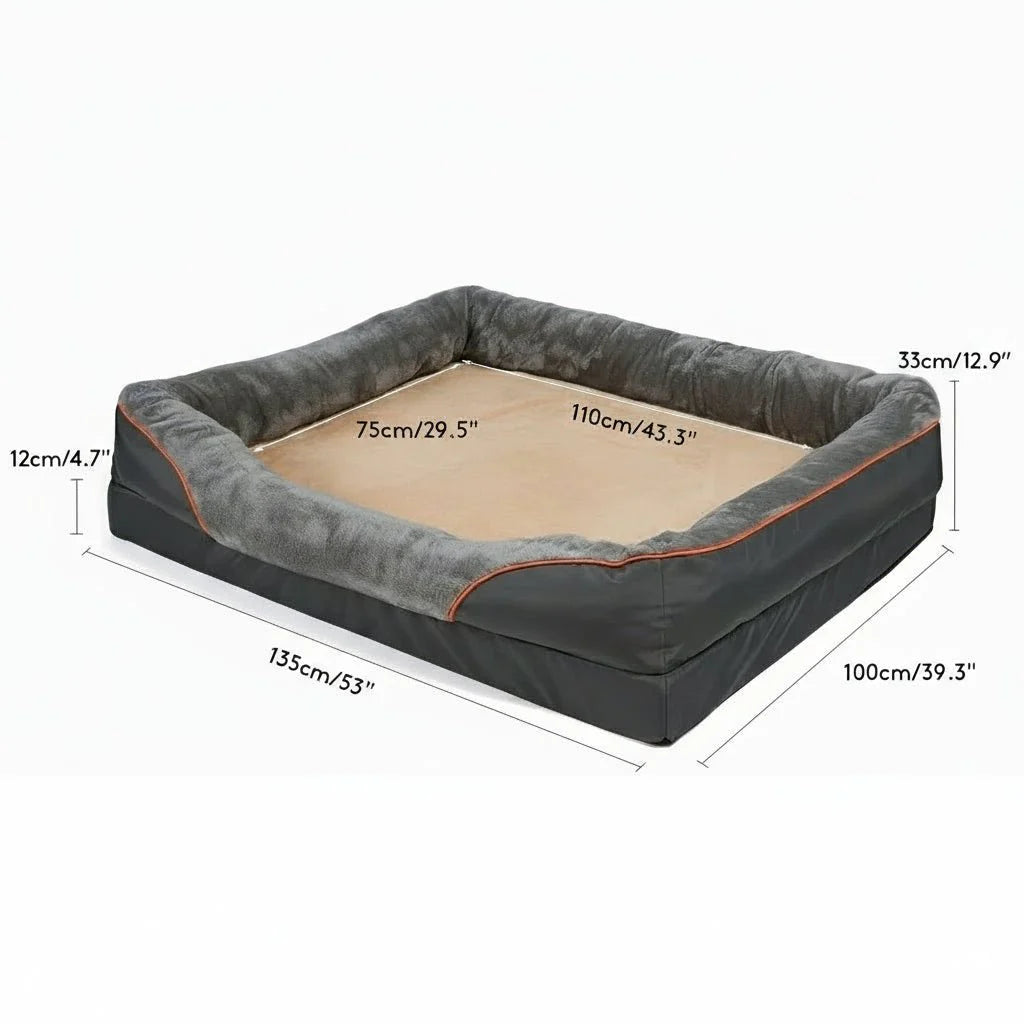 LEVAPET – Waterproof orthopedic dog bed with elevated pillow & memory foam support