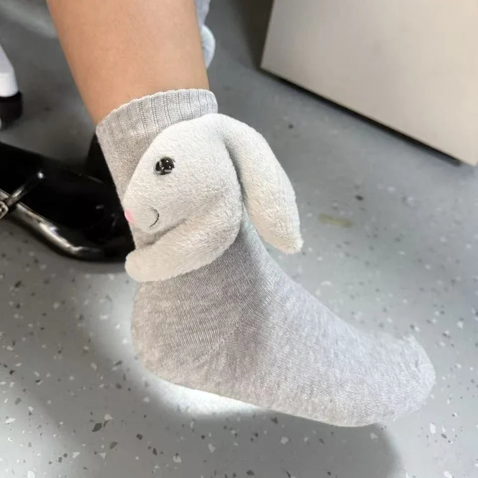 HUGFOOT – Cozy House Socks with Cute 3D Animal Accent & Secure Non-Slip Sole