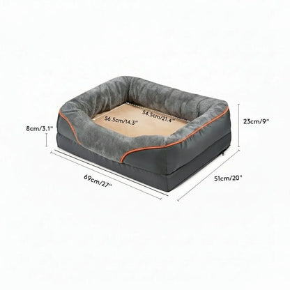 LEVAPET – Waterproof orthopedic dog bed with elevated pillow & memory foam support