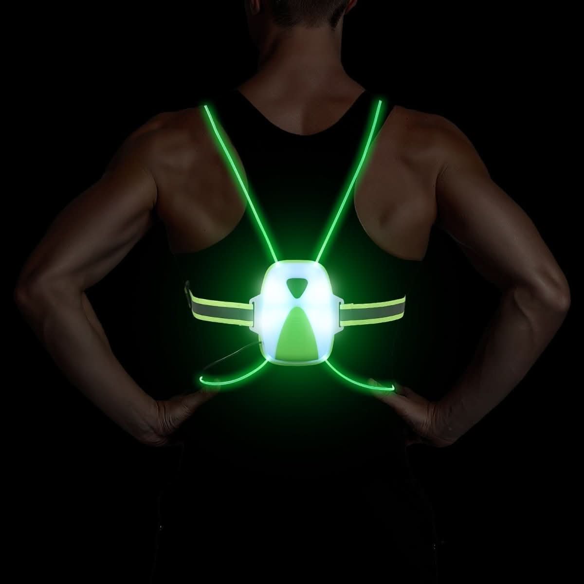 ReflectGlow LED Safety Vest - Adjustable luminous waistcoat for jogging & outdoor activities