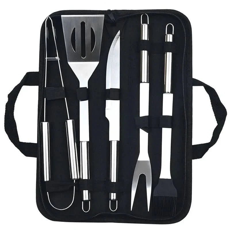 GrillMaster stainless steel utensil set - premium barbecue tools for outdoor use